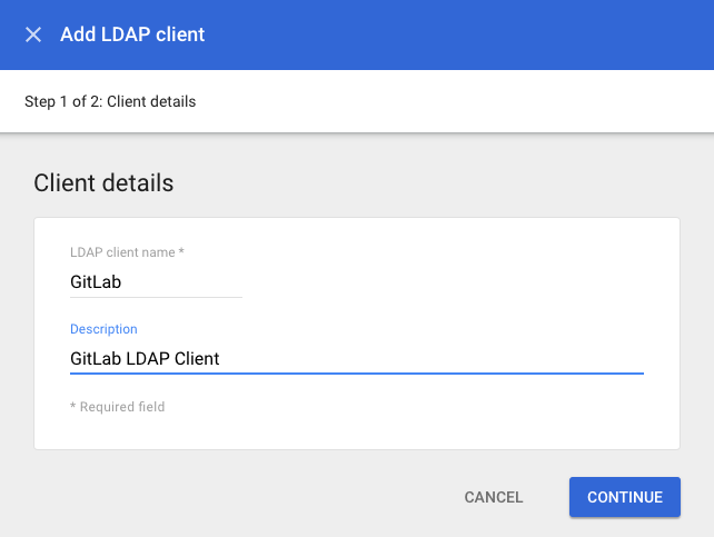Add LDAP Client Step 1