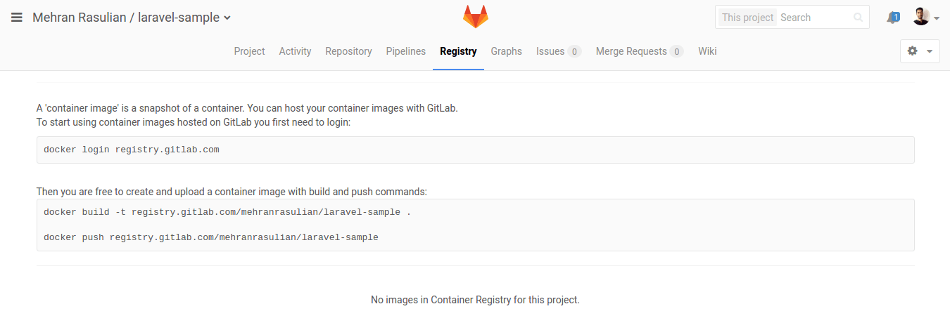 container registry page empty image