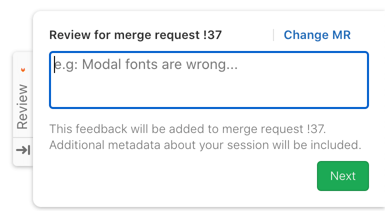 Visual review feedback form